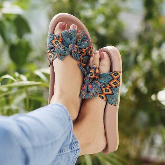 Payal Singhal X Fizzy Goblet Collaboration Sandals Sliders Mules Printed Vegan 9 - Picture 2 of 8